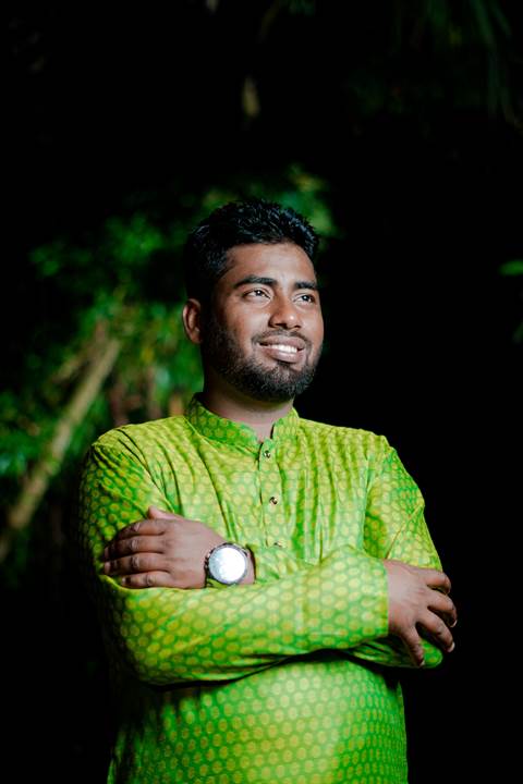 Portrait in green light